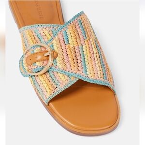 NEW $405 Robert Clergerie Irme Raffia Slides Sandals Size 38